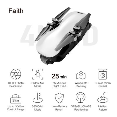 3km 12mp Wifi Pocket Drone 4k Camera Auto Return Pitch Roll Course 3 Axis